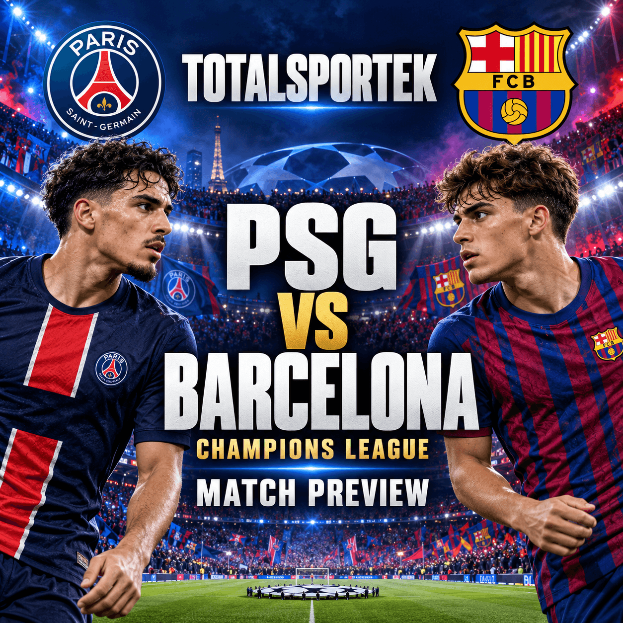 Totalsportek Explores PSG vs Barcelona Ahead of a Thrilling Champions League Clash